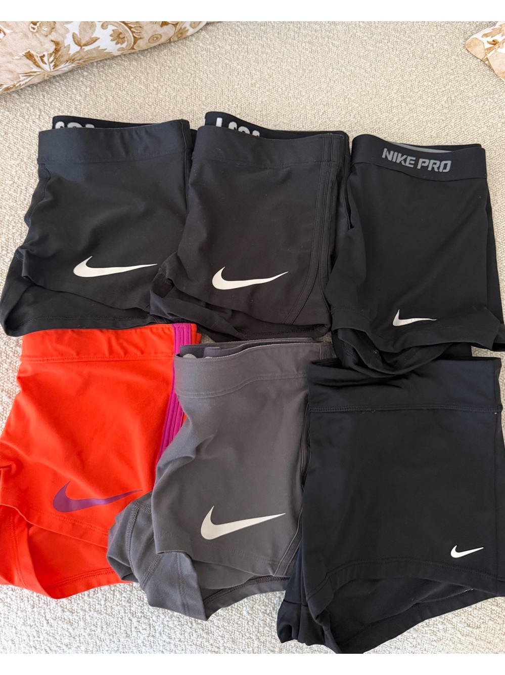 Nike Athletic Compression Shorts Volmeyball/ Running Lot of 6 5 Medium, 1 Large